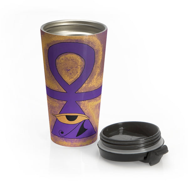 Stainless Steel Travel Mug "Golden Ankh"