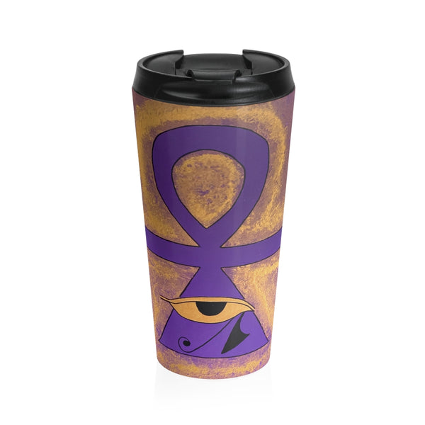 Stainless Steel Travel Mug "Golden Ankh"