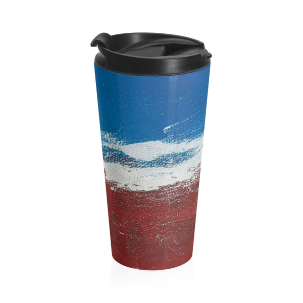 Stainless Steel Travel Mug “Blue white red”
