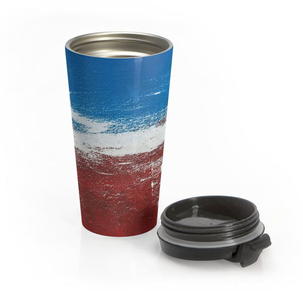 Stainless Steel Travel Mug “Blue white red”