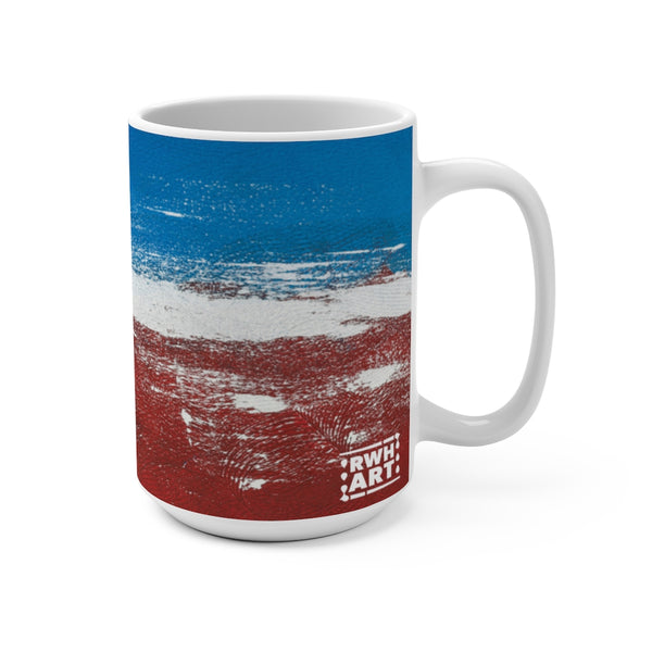 Ceramic Coffee Mug "Blue White Red"