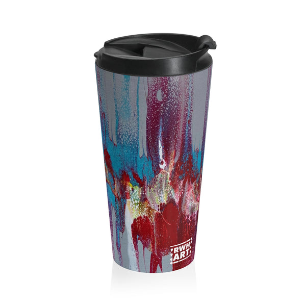 Travel Mug — Grey 'Running Swipe' Stainless Steel Tumbler