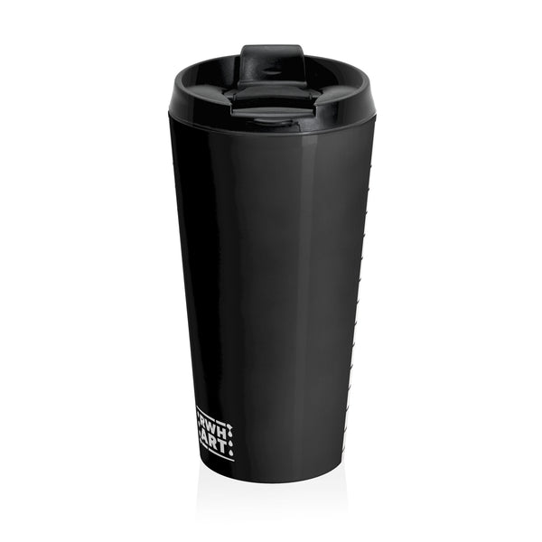 Travel Mug — Black & White "Class Act" Design Stainless Steel Tumbler