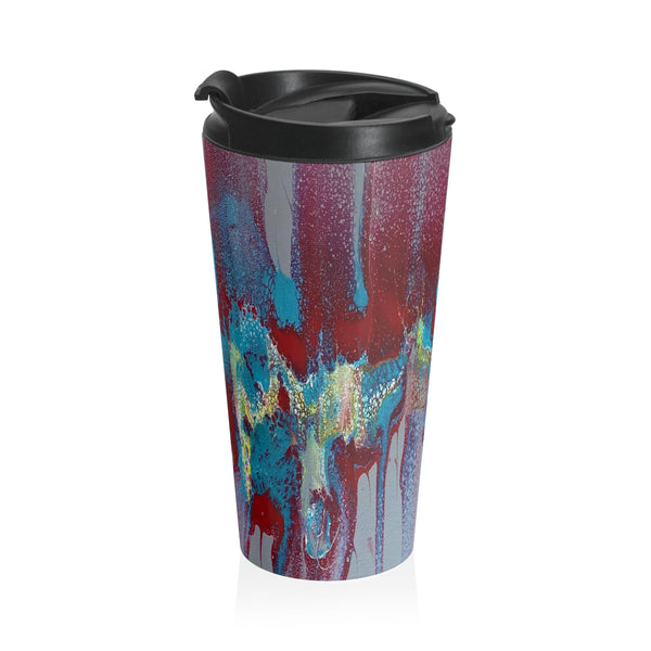 Travel Mug — Grey 'Running Swipe' Stainless Steel Tumbler