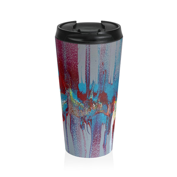 Travel Mug — Grey 'Running Swipe' Stainless Steel Tumbler