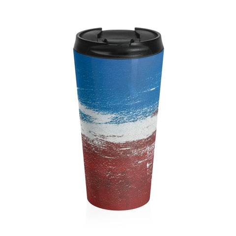 Stainless Steel Travel Mug “Blue white red”