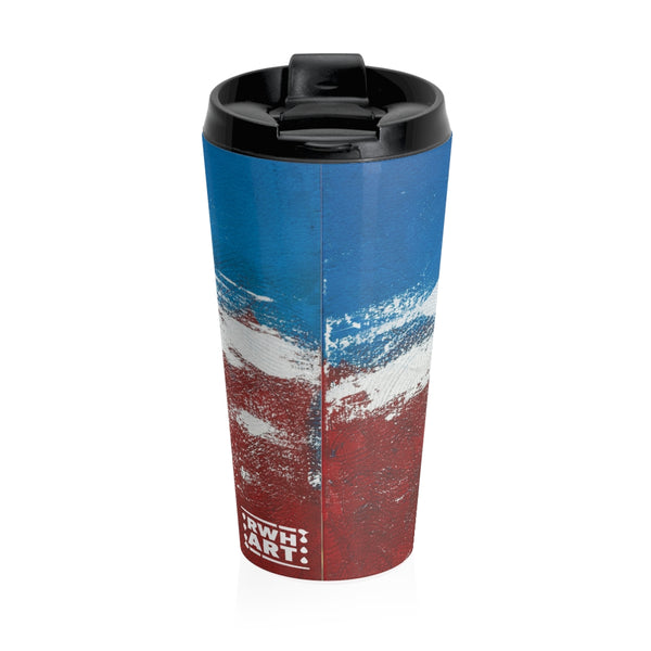 Stainless Steel Travel Mug “Blue white red”